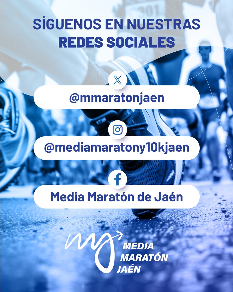 📱¡La Media Maratón de Jaén también se corre en redes!

Síguenos para no perderte ninguna novedad, entrenamientos, consejos y toda la emoción que se vive antes, durante y después de la carrera.

👟 Porque esta experiencia se vive kilómetro a kilómetro... y like a like 1/2