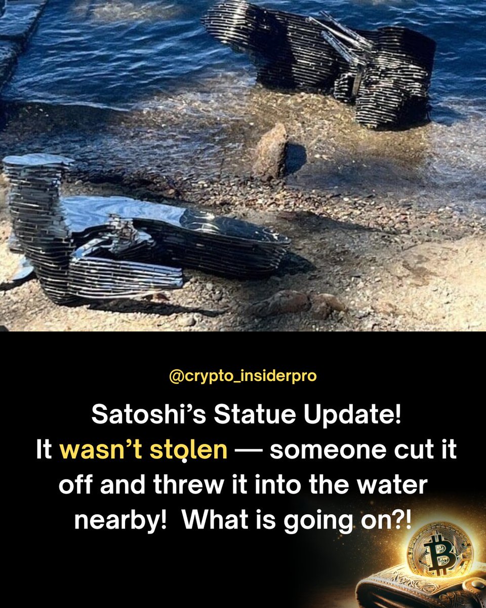 😱 Satoshi’s Statue Update!
It wasn’t stolen… it was cut off and thrown into the water nearby! 🌊🗿
Locals in Lugano, Switzerland, were stunned to find the statue of Bitcoin’s mysterious creator, Satoshi Nakamoto,o submerged — not stolen, but deliberately dumped.#SatoshiNakamoto