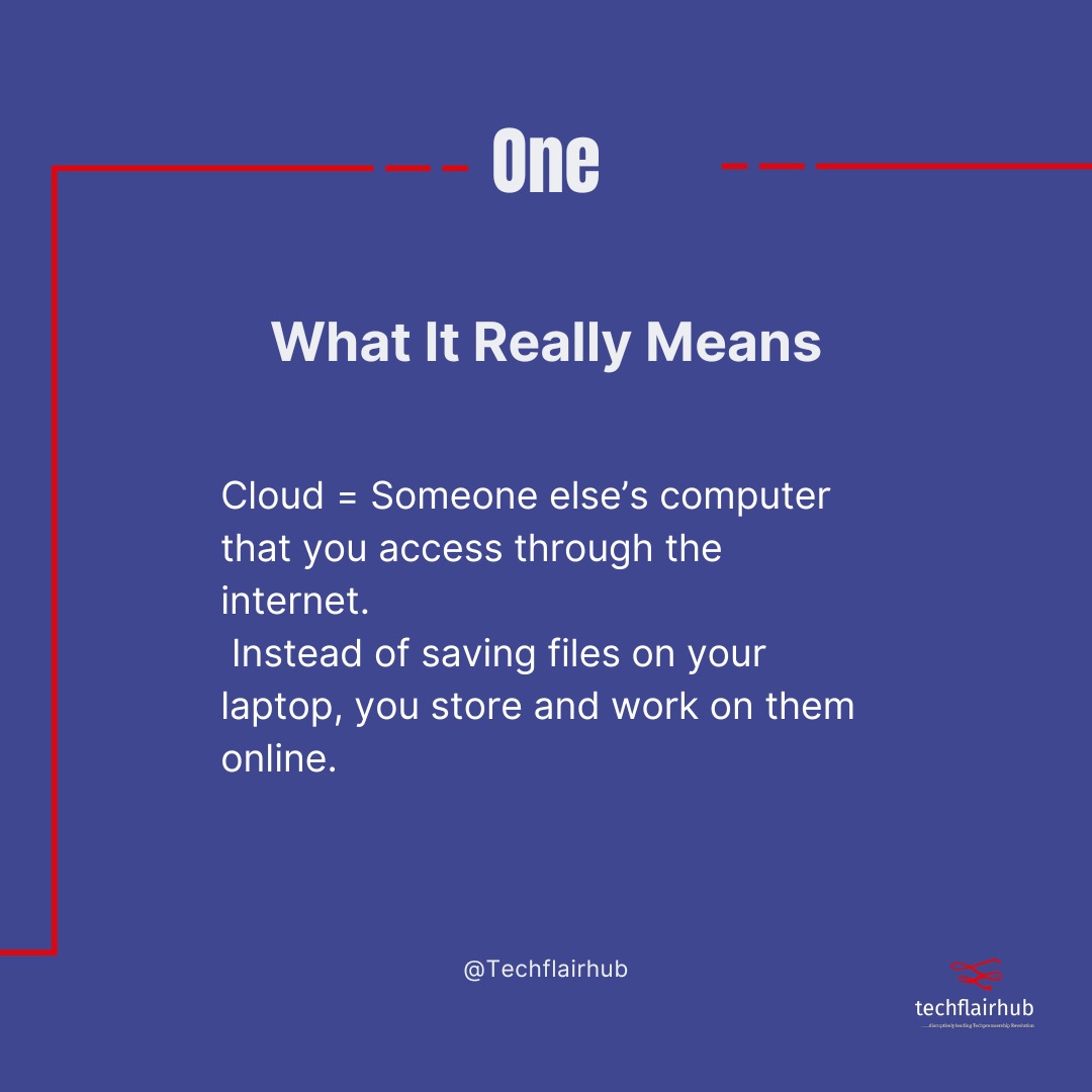 techflairhub's tweet image. Cloud computing = someone elseโs computer. Gmail, Netflix, Google Drive?
Thatโs cloud. Reply CLOUD CLEARED if you get it now. #TechTerms partial