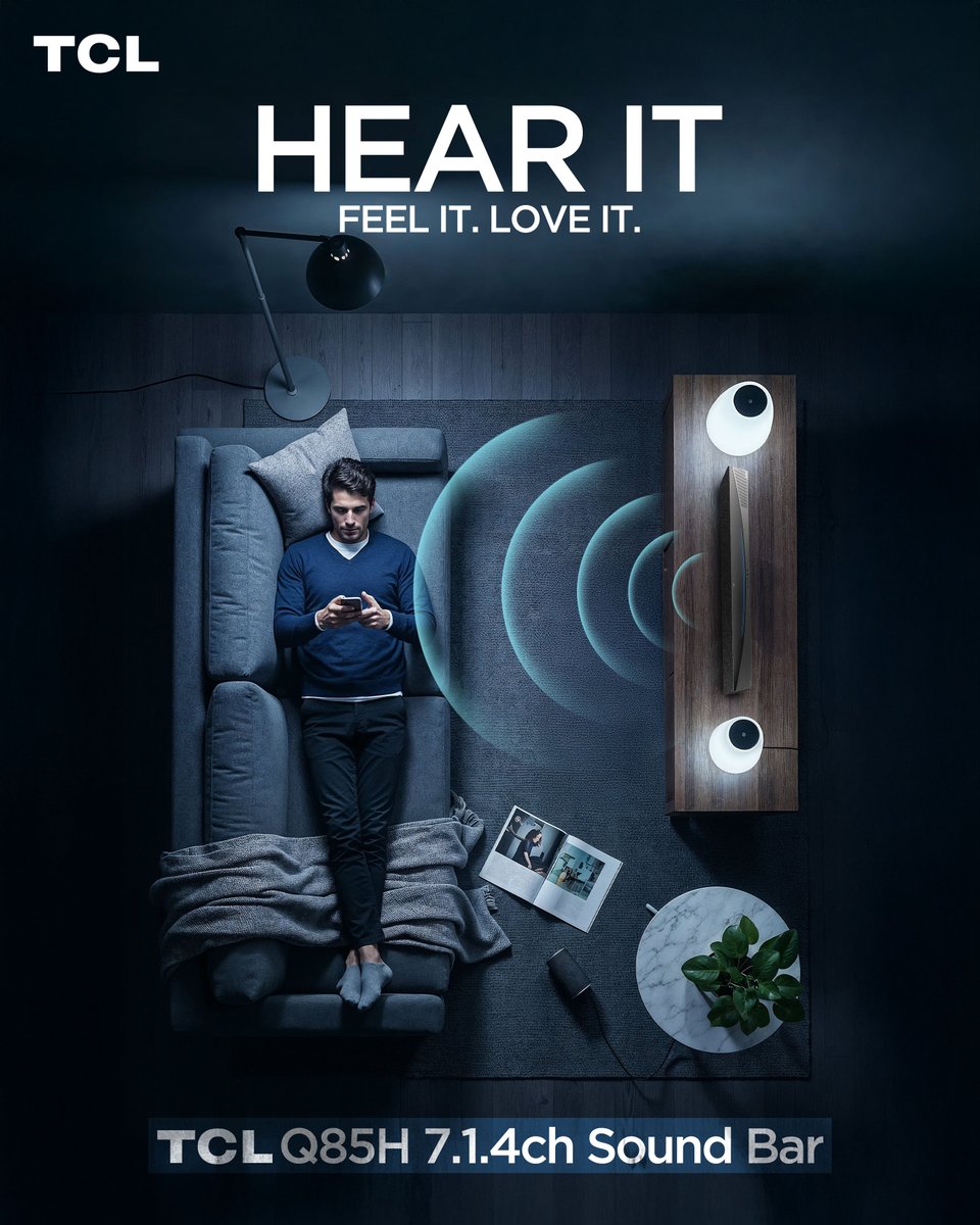 TCLPak's tweet image. Feel Every Boom, Whisper &amp;amp; WOW!
Pair the TCL Sound Bar with your TV and turn your living room into a cinema!

Learn more: bit.ly/4fm9cKl

#TCLSound #TCLSoundbar #FeelTheBass #CinematicSound #HomeTheaterVibes #SoundMatters #AudioExperience #NextLevelSound
