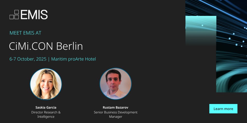 We're excited to join 𝗖𝗶𝗠𝗶.𝗖𝗢𝗡 𝗘𝘃𝗼𝗹𝘂𝘁𝗶𝗼𝗻 2025 in Berlin on Oct 6–7! Meet top experts shaping the future of corporate intelligence. Learn more: eu1.hubs.ly/H0m9t3B0 

#CiMiCON #EMIS #MarketIntelligence