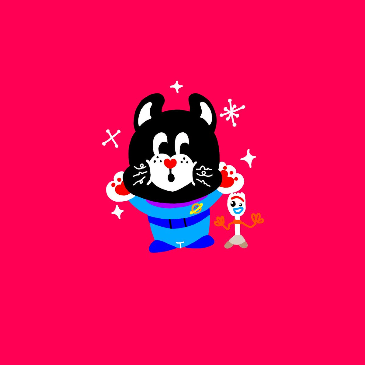 大好きなトイストーリー🧸
どのキャラクターも可愛すぎる！
#iPadイラスト
#黒猫
#待受
#イラスト
#コスプレ
#トイストーリー
#エイリアン