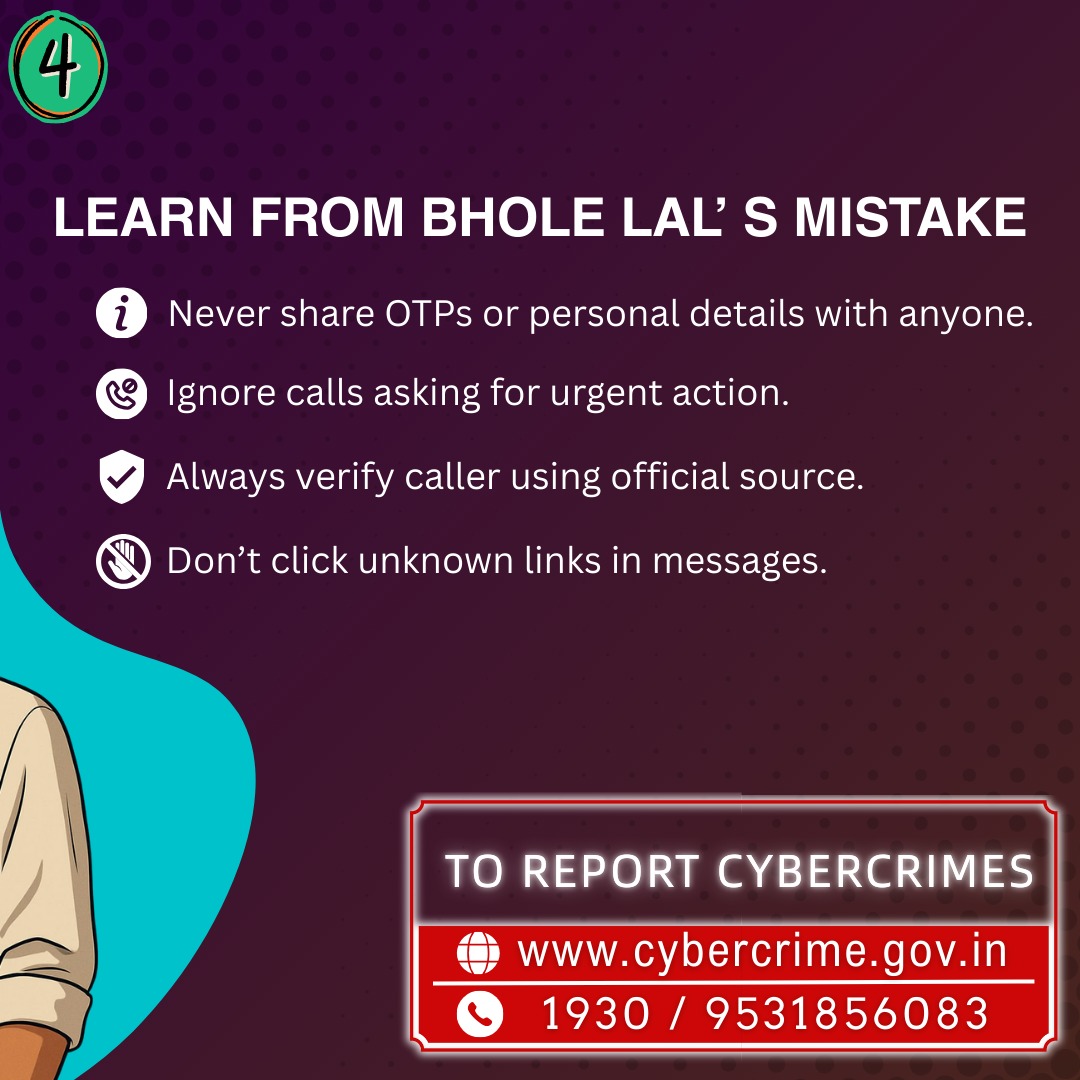 Andaman & Nicobar Police (@andamanpolice) on Twitter photo Not everyone claiming to be from the bank is truly a banker - some are fraudsters hiding behind phones!!!
Think before you tap. Verify before you share.
#BholeMatBano #cybersafety #KYCScam #SafeIslands
<a href="/MediaRN_ANI/">Lt. Governor's Secretariat-Media Cell, A&N Islands</a> <a href="/DGPANIslands/">DGP A&N Islands</a> <a href="/hgsdhaliwalips/">HGS Dhaliwal</a> <a href="/_DigitalIndia/">Digital India</a> <a href="/Cyberdost/">CyberDost I4C</a> Not everyone claiming to be from the bank is truly a banker - some are fraudsters hiding behind phones!!!
Think before you tap. Verify before you share.
#BholeMatBano #cybersafety #KYCScam #SafeIslands
<a href="/MediaRN_ANI/">Lt. Governor's Secretariat-Media Cell, A&N Islands</a> <a href="/DGPANIslands/">DGP A&N Islands</a> <a href="/hgsdhaliwalips/">HGS Dhaliwal</a> <a href="/_DigitalIndia/">Digital India</a> <a href="/Cyberdost/">CyberDost I4C</a>