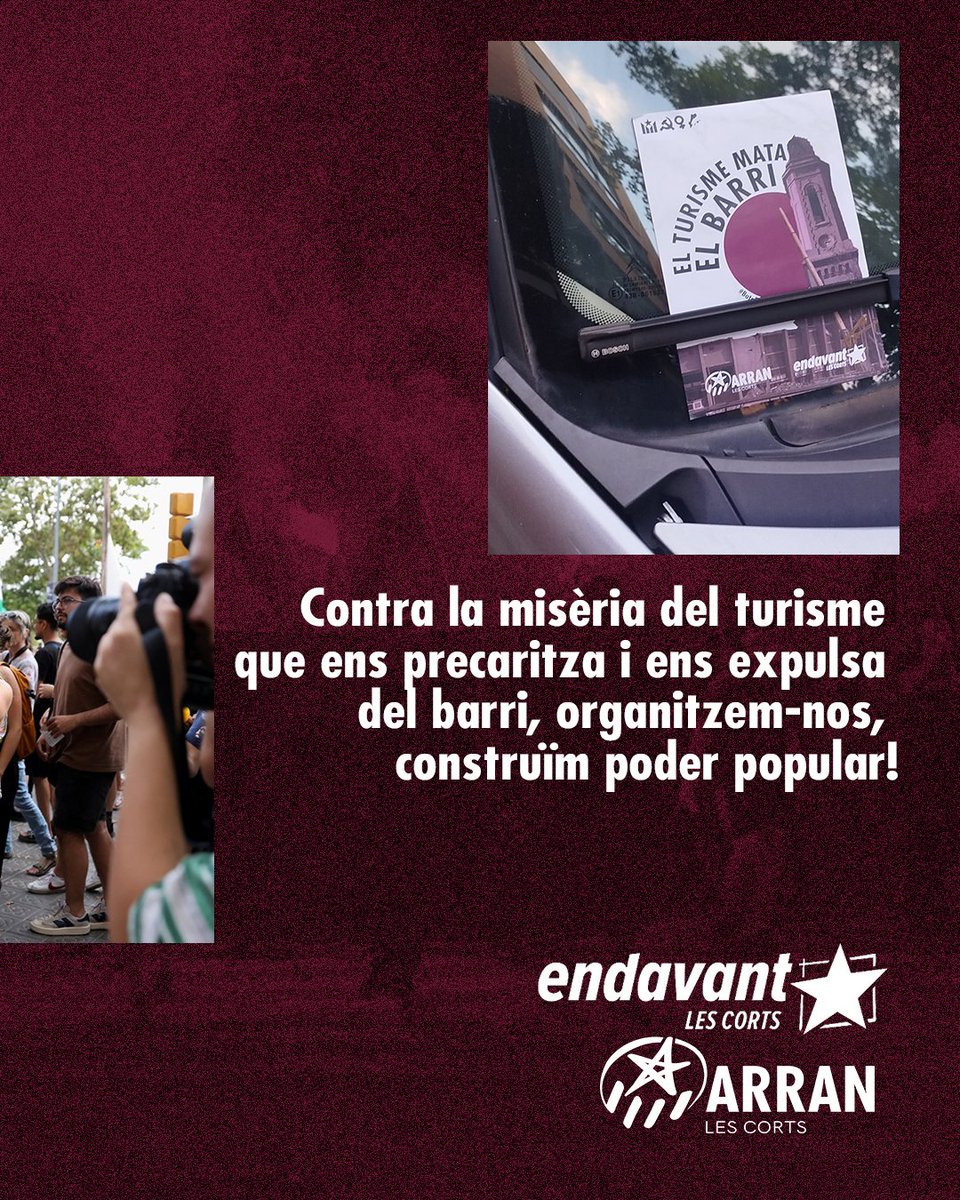 🔴 Contra el turisme i el capital, passem a l'acció.

Batallem Barcelona per un barri al servei de les necessitats del veïnat de classe treballadora, no pel turisme, que ens aboca a feines de merda i a haver de marxar del barri per a fer pisos turístics.  💥 🚩