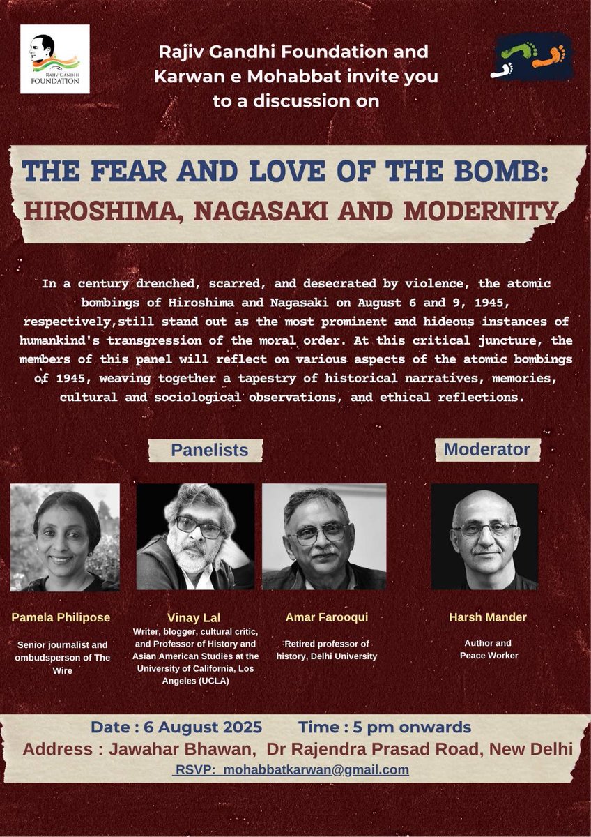 Karwan e Mohabbat (Caravan of Love) (@karwanemohabbat) on Twitter photo War and Peace
A necessary conversation.
Join us at 5pm on 6th August
at Jawahar Bhawan.
<a href="/harsh_mander/">Harsh Mander</a> <a href="/pamelaphilipose/">pamela philipose</a>
Amar Farooqui
Vinay Lal War and Peace
A necessary conversation.
Join us at 5pm on 6th August
at Jawahar Bhawan.
<a href="/harsh_mander/">Harsh Mander</a> <a href="/pamelaphilipose/">pamela philipose</a>
Amar Farooqui
Vinay Lal