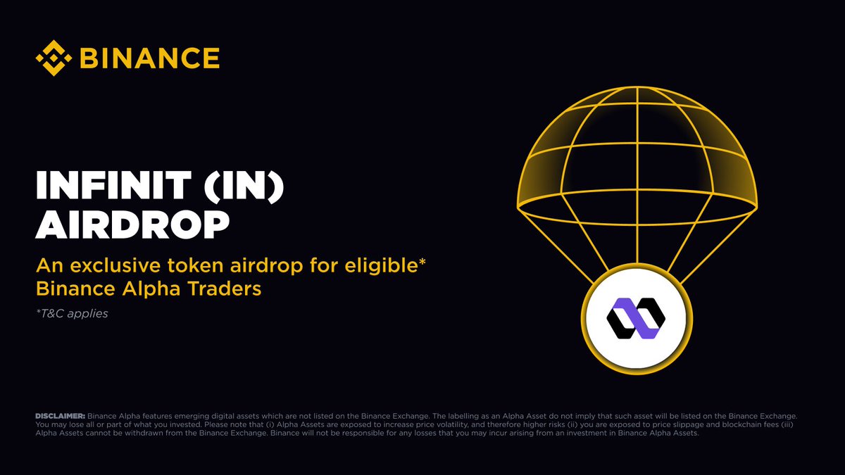 We’re pleased to announce that Binance Alpha will be the first platform to feature INFINIT (IN)：

🔸Binance Alpha trading Opens on 2025-08-07 09:00 (UTC)
🔸Binance Futures trading Opens on 2025-08-07 10:30 (UTC)

Eligible users can claim their airdrop using Binance Alpha Points