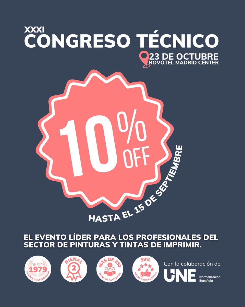 10% de descuento en las inscripciones del evento de referencia en el sector de pinturas y tintas de imprimir.
¡No te quedes sin la tuya!  Vete de vacaciones con la tranquilidad de saber que tienes tu plaza asegurada.

👉 loom.ly/CPBIZlU
