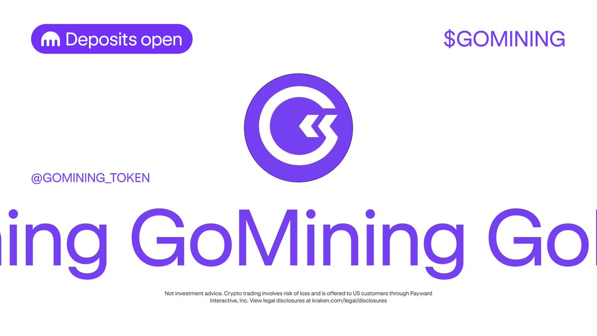 ⛏️ mining, digitized

 #GOMINING by <a href="/GoMining_token/">GoMining</a> is coming to Kraken

ℹ️ Now in post-only mode

Start depositing ⤵️ 
p.k.xyz/9f1e/jxiam4m4