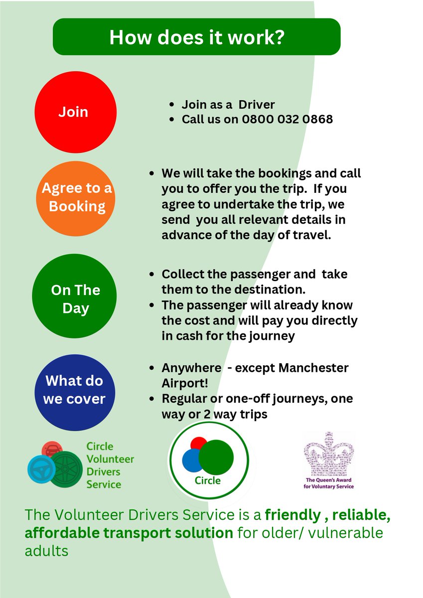 Older Peoples Staying Well Team (@older_team) on Twitter photo The Circle Volunteer Driver Service is looking for volunteer drives.
Please see the leaflet below for more information ⬇️
Please call 0800 032 0868 if you would like to join the team 📞
<a href="/HMRCircleCIC/">HM&R Circle CIC</a> The Circle Volunteer Driver Service is looking for volunteer drives.
Please see the leaflet below for more information ⬇️
Please call 0800 032 0868 if you would like to join the team 📞
<a href="/HMRCircleCIC/">HM&R Circle CIC</a>