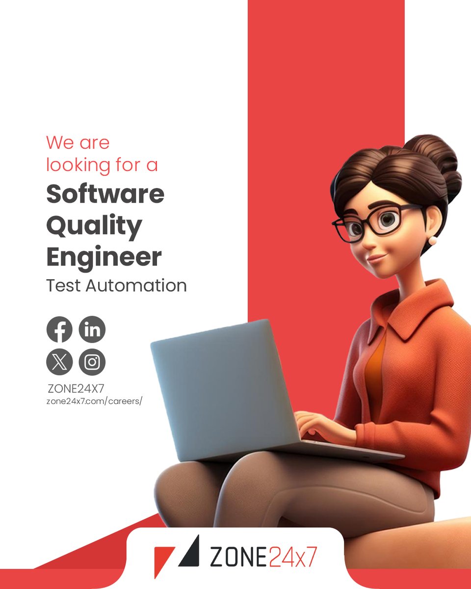 We are hiring a Software Quality Engineer (Test Automation).

📩 Join our team: zone24x7.com/careers/softwa…

#Zone24x7 #BestEngineerinTalent #HiringNow #Careers #Vacancy #SoftwareQualityEngineer #TestAutomation #QAEngineer #SoftwareTesting #AutomationTesting #TechJobs #QAJobs