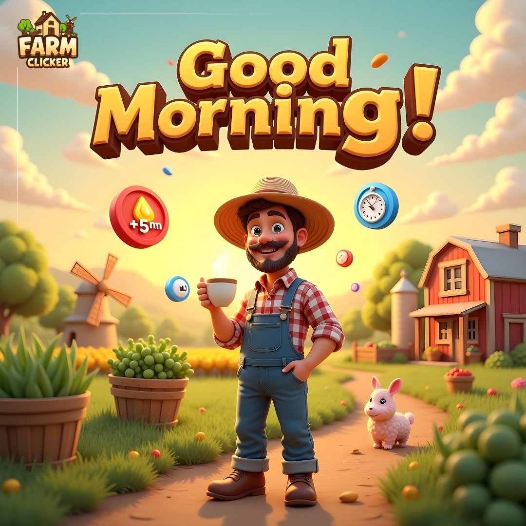 🌞 Good Morning Farmers!

🚜💚 Start your day by growing your farm.
🌾 Collect your yields regularly.
🎡 Spin the wheel for rewards.
📈✨ Use boosts to increase production.
🖱💥 Every click counts!

🌻 Have a wonderful day in Farm Clicker!