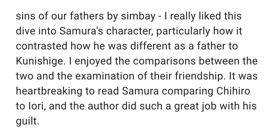#264

sins of our fathers | G | Samura, Kunishige, Chihiro | oneshot | 2.2k | author: simbay

archiveofourown.org/works/67182403