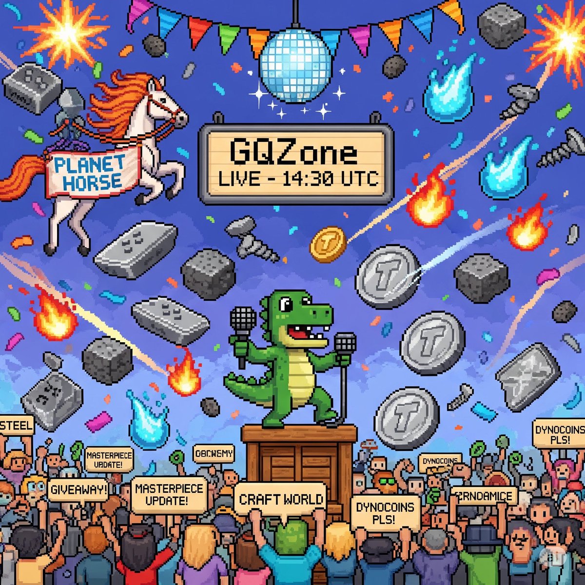 Games Quality Zone (@gq_zone) on Twitter photo 🎮 STREAM STARTS TODAY at 14:30 UTC! 🦖
Chaos is brewing in Craft World and beyond:
🌍 Dive into resource pools, Masterpiece upgrades & market strategy!
🔥 Giveaways: Dynocoins, Tacoins, $WATER, $FIRE & mystery loot!
🐴 Huge <a href="/PlanetHorseGame/">Planet Horse</a> reveal — new Play2Earn madness 🎮 STREAM STARTS TODAY at 14:30 UTC! 🦖
Chaos is brewing in Craft World and beyond:
🌍 Dive into resource pools, Masterpiece upgrades & market strategy!
🔥 Giveaways: Dynocoins, Tacoins, $WATER, $FIRE & mystery loot!
🐴 Huge <a href="/PlanetHorseGame/">Planet Horse</a> reveal — new Play2Earn madness