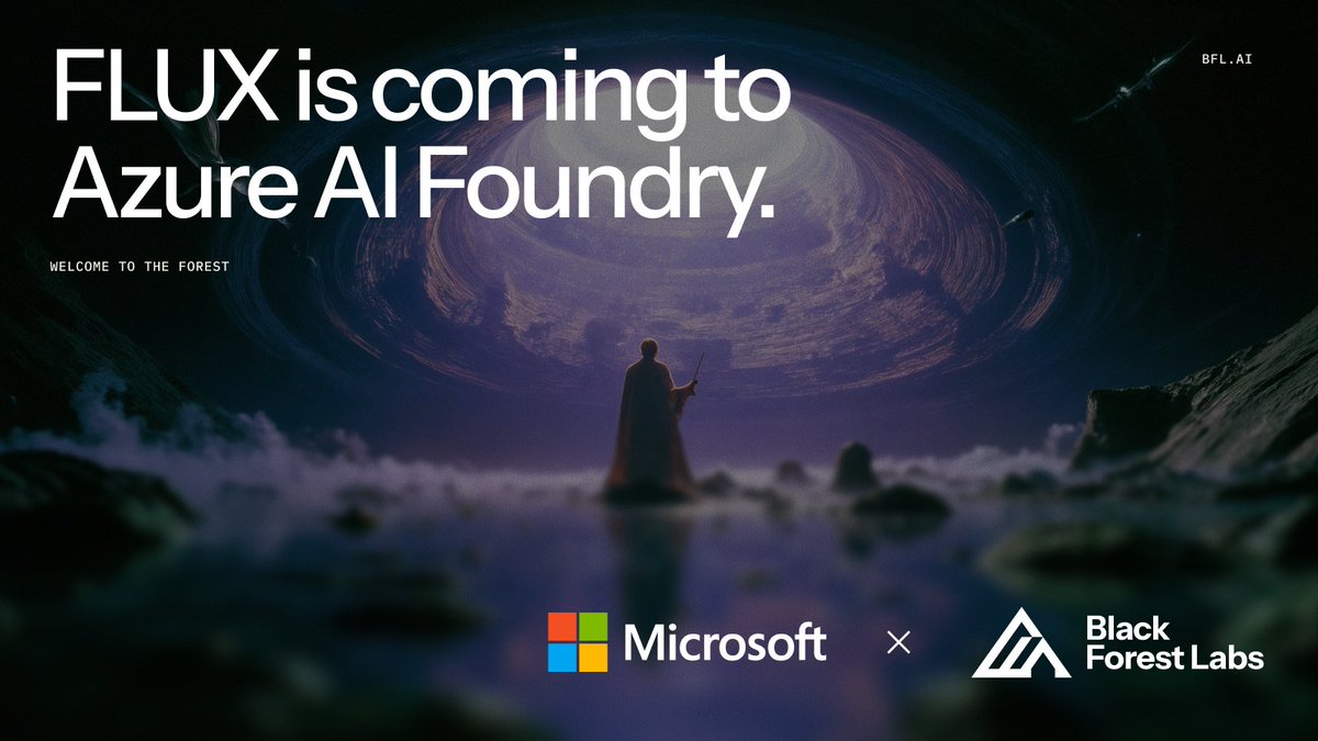 FLUX.1 Kontext [pro] and FLUX 1.1 [pro] are now live on <a href="/Azure/">Microsoft Azure</a> AI Foundry. Deploy the same models we run in-house, directly from your Azure account.