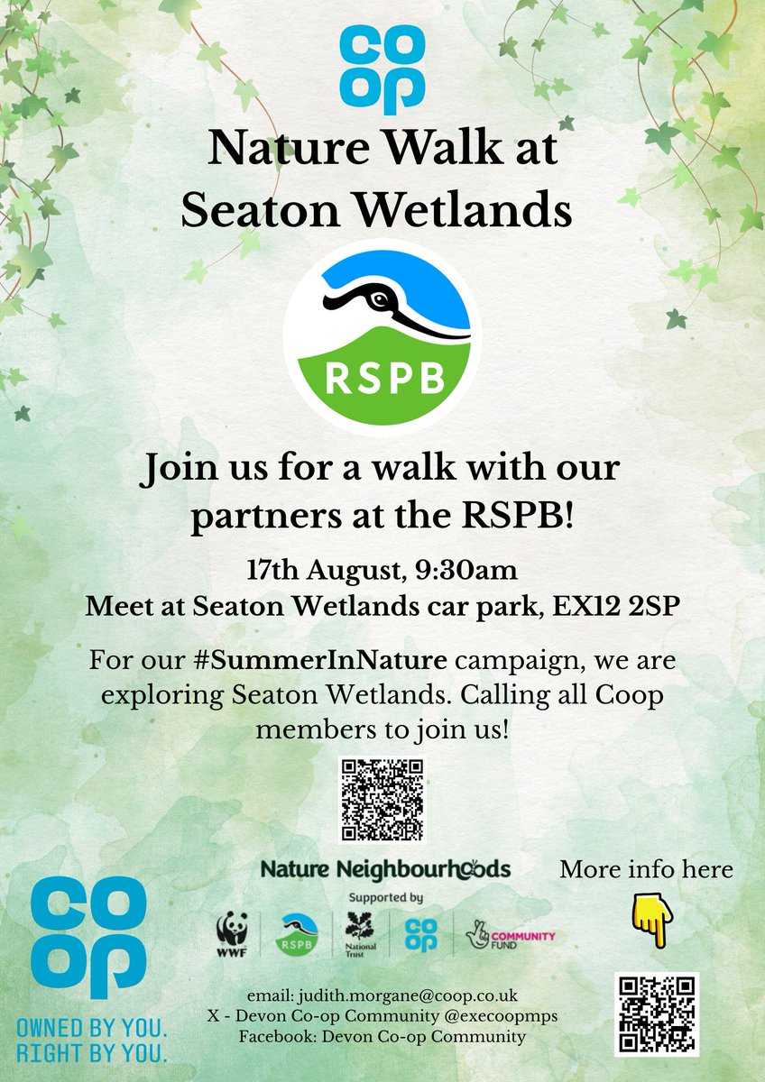 We are going on a nature walk at Seaton Wetlands with the RSPB on 17th August 💚 Are you joining us for our #SummerInNature campaign? 🦆🌱Info below👇A great opportunity to explore this fascinating habitat and learn more about <a href="/coopuk/">Co-op</a>'s #climatejustice campaign. <a href="/DanniMcEwing1/">Danni McEwing</a>🌍