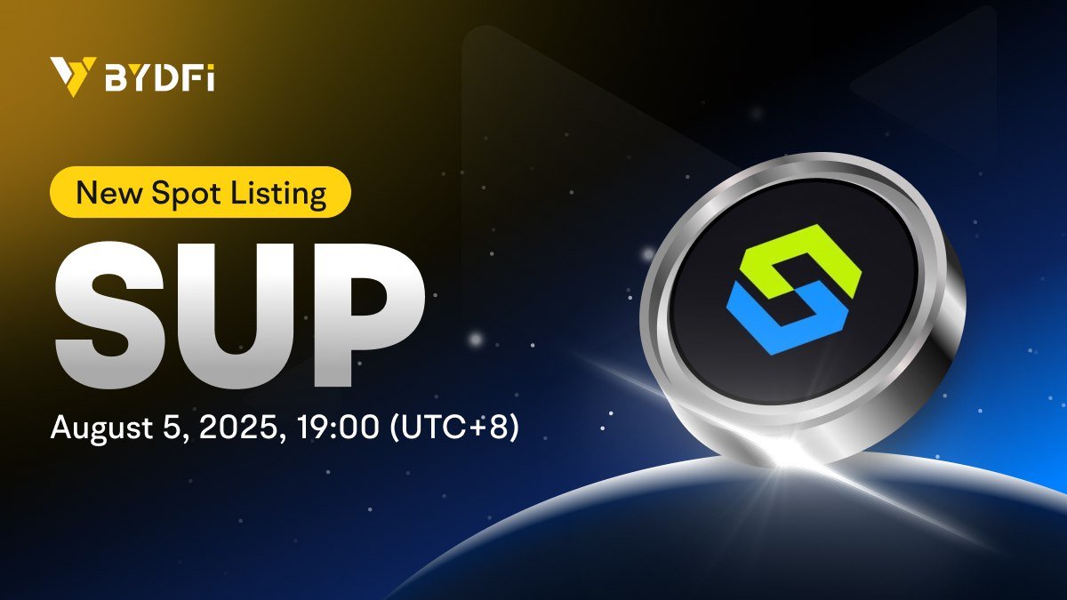 BYDFi's tweet image. 📣 BYDFi New Listing Spot Trading Pair

⏰ Trading Starts: 2025/08/05 19:00 (UTC+8)
 
🔥 Trading Pair: SUP/USDT @Superp_xyz

👉 TRADE HERE: bydfi.com/en/spot?id=sup…

#Superp $SUP #NewListing