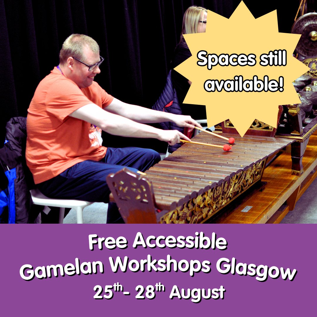 We are having a series of gamelan sessions for people with disabilities in Glasgow at the Royal Conservatoire of Scotland, with open sessions running from the 25th to the 28th August.

Please visit our sign up form to register!
docs.google.com/forms/d/e/1FAI…
