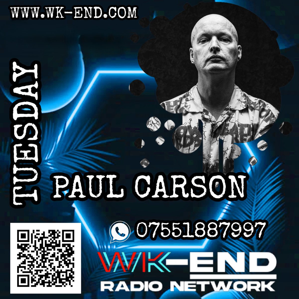 LIVE NOW
11 am - 1 pm (UK TIME)
Dj Paul Carson 
The UK’s leading Dance Music Station
wk-end.com
Get involved via WhatsApp or Text
Like, Comment. Share