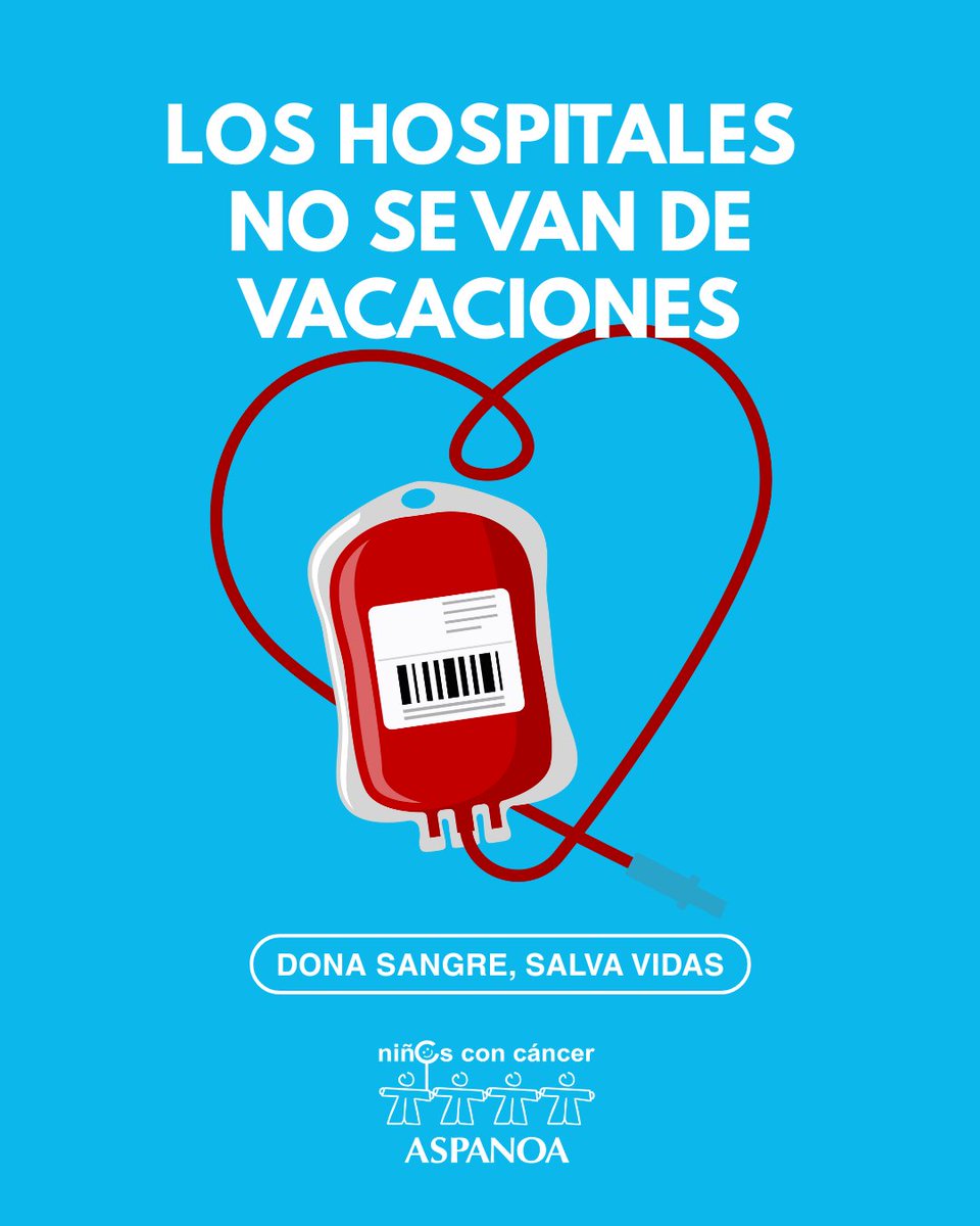 Aspanoa (@aspanoa) on Twitter photo Los hospitales no se van de vacaciones 🏥En verano bajan las donaciones, pero las necesidades no 😔
Cada gota cuenta para los niños con cáncer y muchos otros pacientes 🩸
Acércate y dona vida en <a href="/BncSangreAragon/">Banco Sangre Aragón</a> (Ramón Salanova, 1) ❤️
#DonaSangre #Aspanoa #CáncerInfantil Los hospitales no se van de vacaciones 🏥En verano bajan las donaciones, pero las necesidades no 😔
Cada gota cuenta para los niños con cáncer y muchos otros pacientes 🩸
Acércate y dona vida en <a href="/BncSangreAragon/">Banco Sangre Aragón</a> (Ramón Salanova, 1) ❤️
#DonaSangre #Aspanoa #CáncerInfantil
