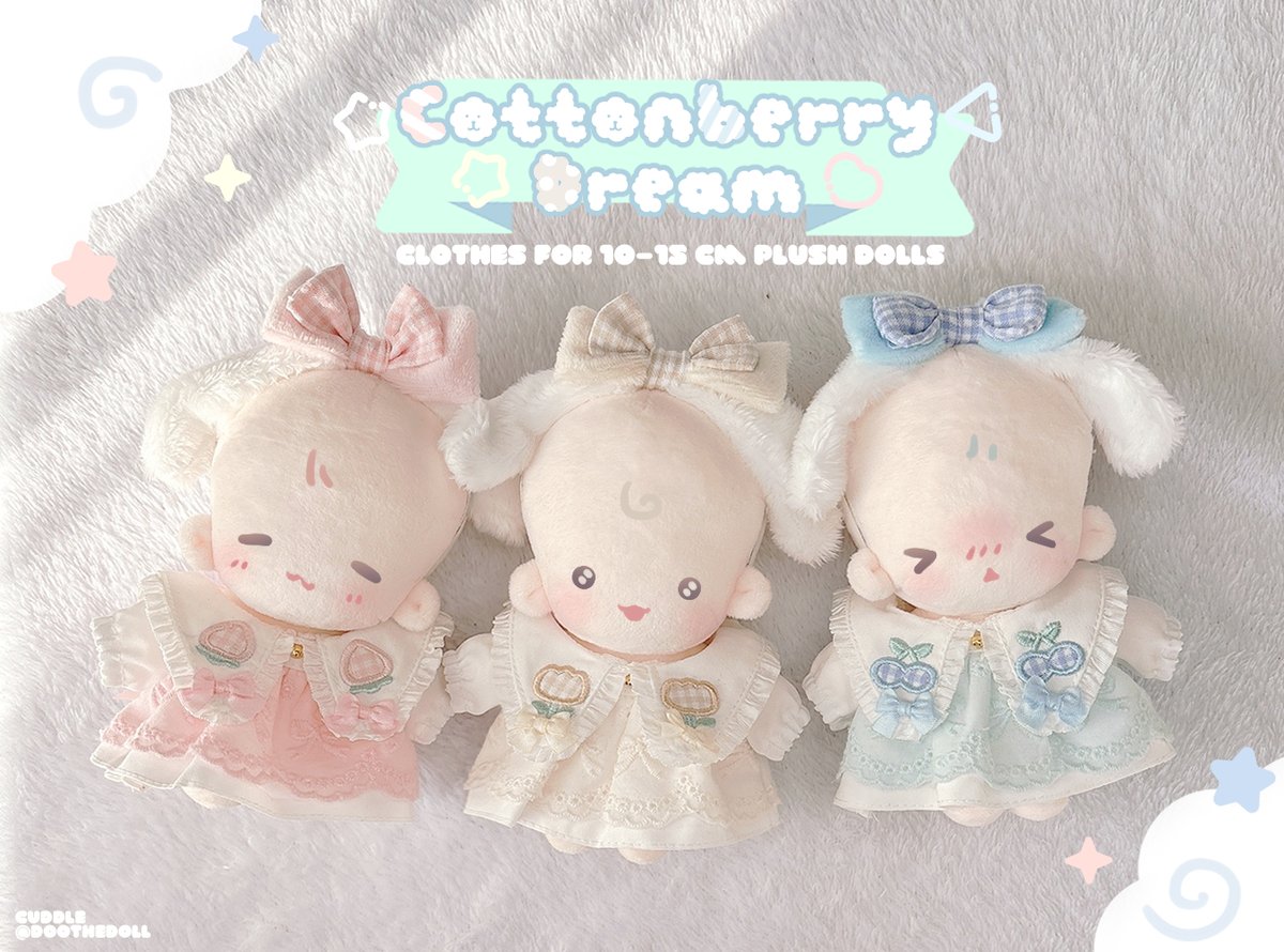 ☁「cottonberry dream」☁

일본의 10 - 15cm 솜인형 옷장 코튼베리 드림의 한국 G.O 요청을 받아 국내에서 판매 예정입니다. 총 3가지의 색상으로 제작되었으며 10cm에겐 넉넉한 핏으로, 15cm에겐 딱 맞는 핏으로 착용 가능합니다. 

디자인 및 제작 <a href="/doothedoll/">mole.</a>