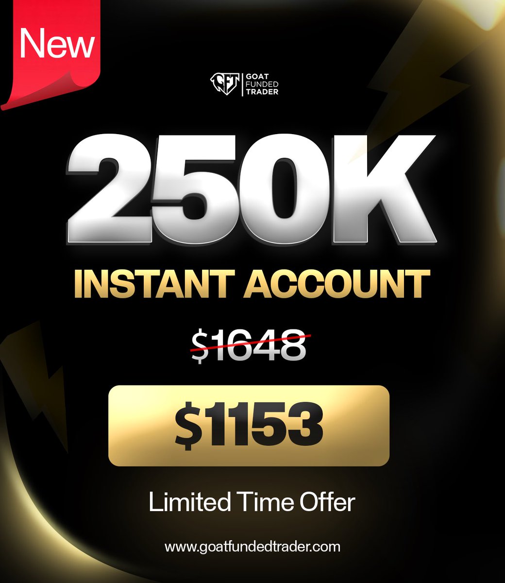 🚨NEW $250K INSTANT ACCOUNT🚨
 
No evaluation. 
No waiting. 
Instant funding.

GFT never stops raising the bar📈

Get funded with $250K instantly for just $1153
For a limited time only🔥

Seize the moment. 
Join the GFT family today.

goatfundedtrader.com