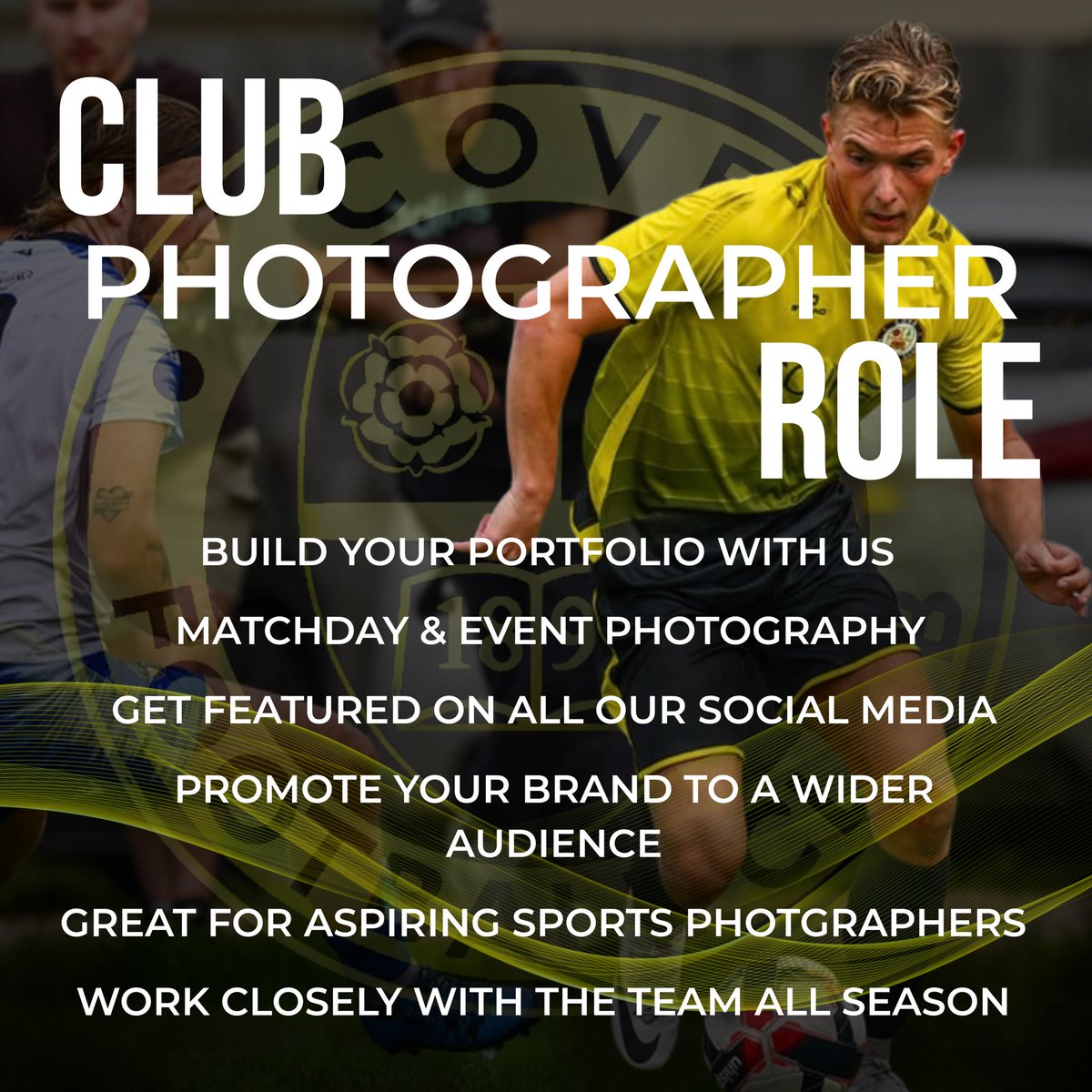 📸 CLUB PHOTOGRAPHER WANTED!

We’re on the lookout for a passionate and creative individual to join Cove FC as our official club photographer for the 2025/26 season!

Ideal for a college or university leaver looking to:

✅  Build a strong portfolio
✅  Gain real matchday