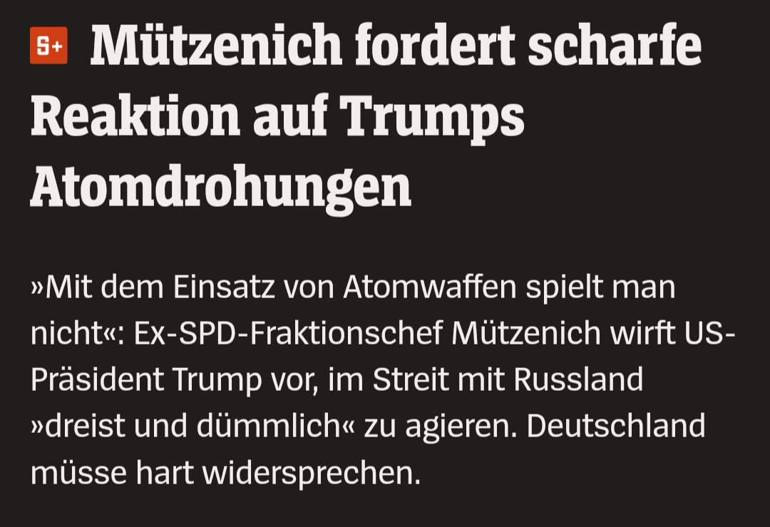 Seit Februar 2022 droht Russland auf diversen Kanälen und aus diversen Mündern mit Atomschlägen, auch auf Deutschland. Moskau spielt im wahrsten Sinne damit. 

Rolf Mützenich blieb jedesmal still. Jedes einzelne Mal.