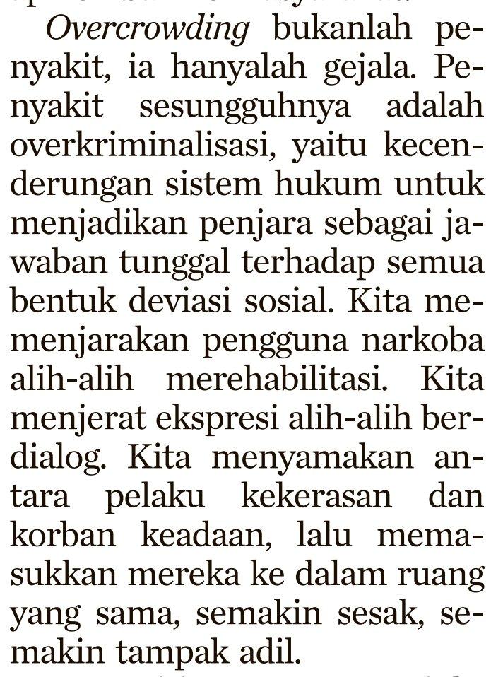 Tulisan Pak Menteri hari ini d Kompas menarik jg.

Sekalipun beliau Mantan Wakapolri, tpi kritis jg.

-Beliau mengatakan kerangka hukum disorientatif.
-Bahkan menyebut Pasal Karet ITE.
-gagal menerapkan ultimum remidium
-overkriminalisasi. apa2 dipidana

Tp apa amnesti solusi?