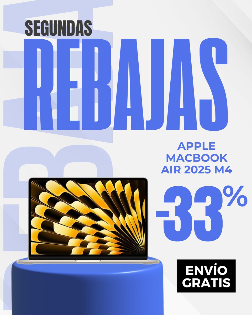 Apple MacBook Air 13.6" 2025 M4

-33% de descuento + envío gratis 💻🔥

MacBook Air M4 2025 | 24GB RAM | 512GB

Potencia y ligereza en un solo equipo

👉buff.ly/oGd4j0x

#OfertasAllzone #MacBookAir2025 #AppleEnOferta