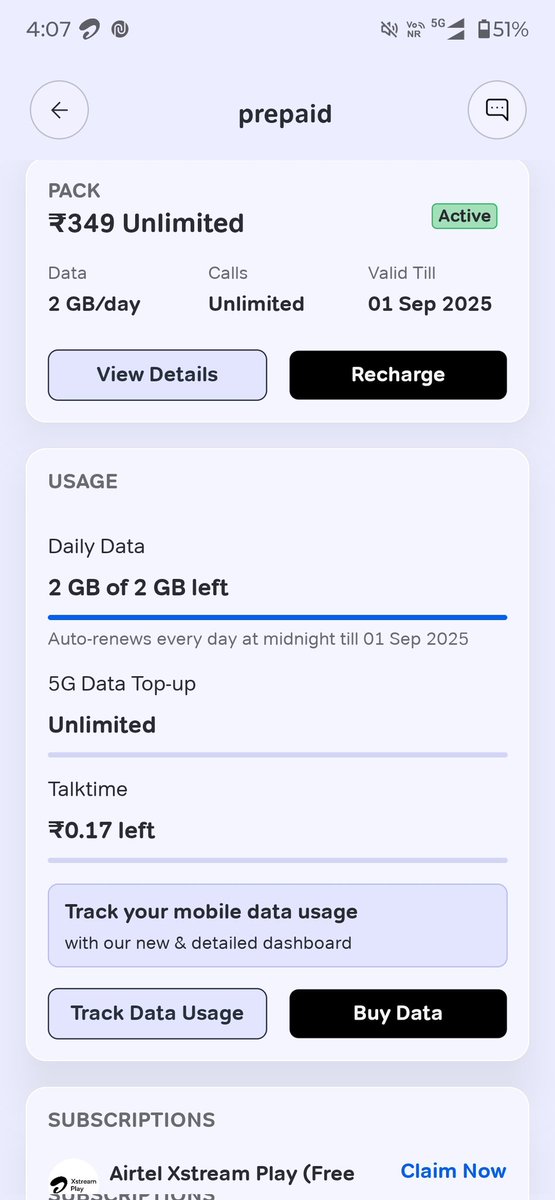 Shailendra Choudhary (@sheluchoudhary) on Twitter photo Airtel wale bhi Gajab hai
App me 2 Gb/Day show Kar rhe hain
Msg me 1.5/day ka bhej rhe hain
Kbhi unlimited 5g show karte hain kbhi nhi
<a href="/airtelindia/">airtel India</a> <a href="/Airtel_Presence/">Airtel Cares</a> Airtel wale bhi Gajab hai
App me 2 Gb/Day show Kar rhe hain
Msg me 1.5/day ka bhej rhe hain
Kbhi unlimited 5g show karte hain kbhi nhi
<a href="/airtelindia/">airtel India</a> <a href="/Airtel_Presence/">Airtel Cares</a>