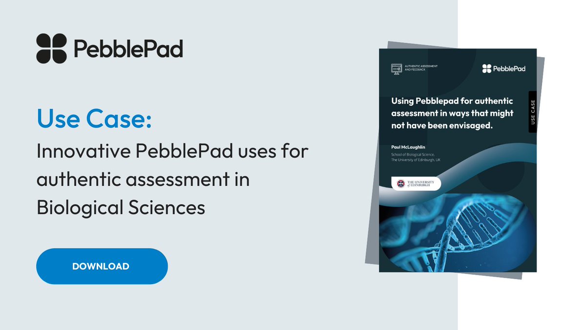 PebblePad (@pebblepad) on Twitter photo 🔬 How do you assess 400+ biology students authentically?
At #PebbleBash, <a href="/EdinburghUni/">The University of Edinburgh</a> shared how PebblePad enabled scalable, personalised assessment with weekly data tasks, peer feedback & rapid CSV-based responses.
📘 Use case: hubs.ly/Q03BhHYZ0
#AuthenticAssessment 🔬 How do you assess 400+ biology students authentically?
At #PebbleBash, <a href="/EdinburghUni/">The University of Edinburgh</a> shared how PebblePad enabled scalable, personalised assessment with weekly data tasks, peer feedback & rapid CSV-based responses.
📘 Use case: hubs.ly/Q03BhHYZ0
#AuthenticAssessment