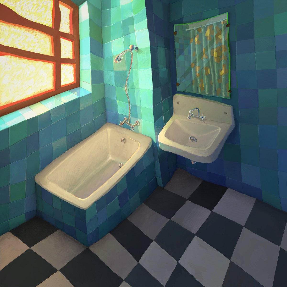 “Blue Bathroom” (Digital Painting)