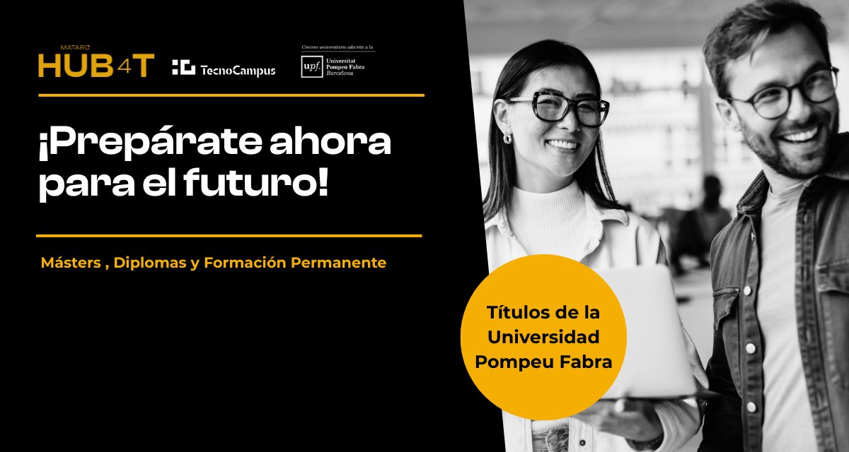 HUB4T TecnoCampus (@hub4tecnocampus) on Twitter photo 🔍 ¿Quieres especializarte en tu sector?🤩 Da un vistazo a la oferta formativa de #másters, #diplomas y #cursosespecialización 2025-26 de <a href="/TecnoCampus/">TecnoCampus</a> en los ámbitos de #empresa, #salud y #tecnología.
🎓 Títulos de @upfbarcelona
Infórmate ⬇️
bit.ly/4m9VWe9 🔍 ¿Quieres especializarte en tu sector?🤩 Da un vistazo a la oferta formativa de #másters, #diplomas y #cursosespecialización 2025-26 de <a href="/TecnoCampus/">TecnoCampus</a> en los ámbitos de #empresa, #salud y #tecnología.
🎓 Títulos de @upfbarcelona
Infórmate ⬇️
bit.ly/4m9VWe9