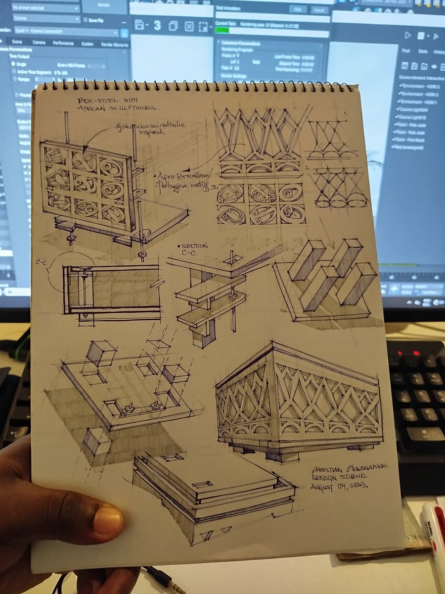 christian okwananke (@cokwananke33944) on Twitter photo Ornamented Box Stool - Concept Sketch I wanted to incorporate the art style of @djakoukassi into a stool and add other design elements from Brazilian and Portuguese architecture.
It's a stool that can also be a piece of sculpture and support any weight.
<a href="/__iffff/">Ifeoma C. N</a> Ornamented Box Stool - Concept Sketch I wanted to incorporate the art style of @djakoukassi into a stool and add other design elements from Brazilian and Portuguese architecture.
It's a stool that can also be a piece of sculpture and support any weight.
<a href="/__iffff/">Ifeoma C. N</a>