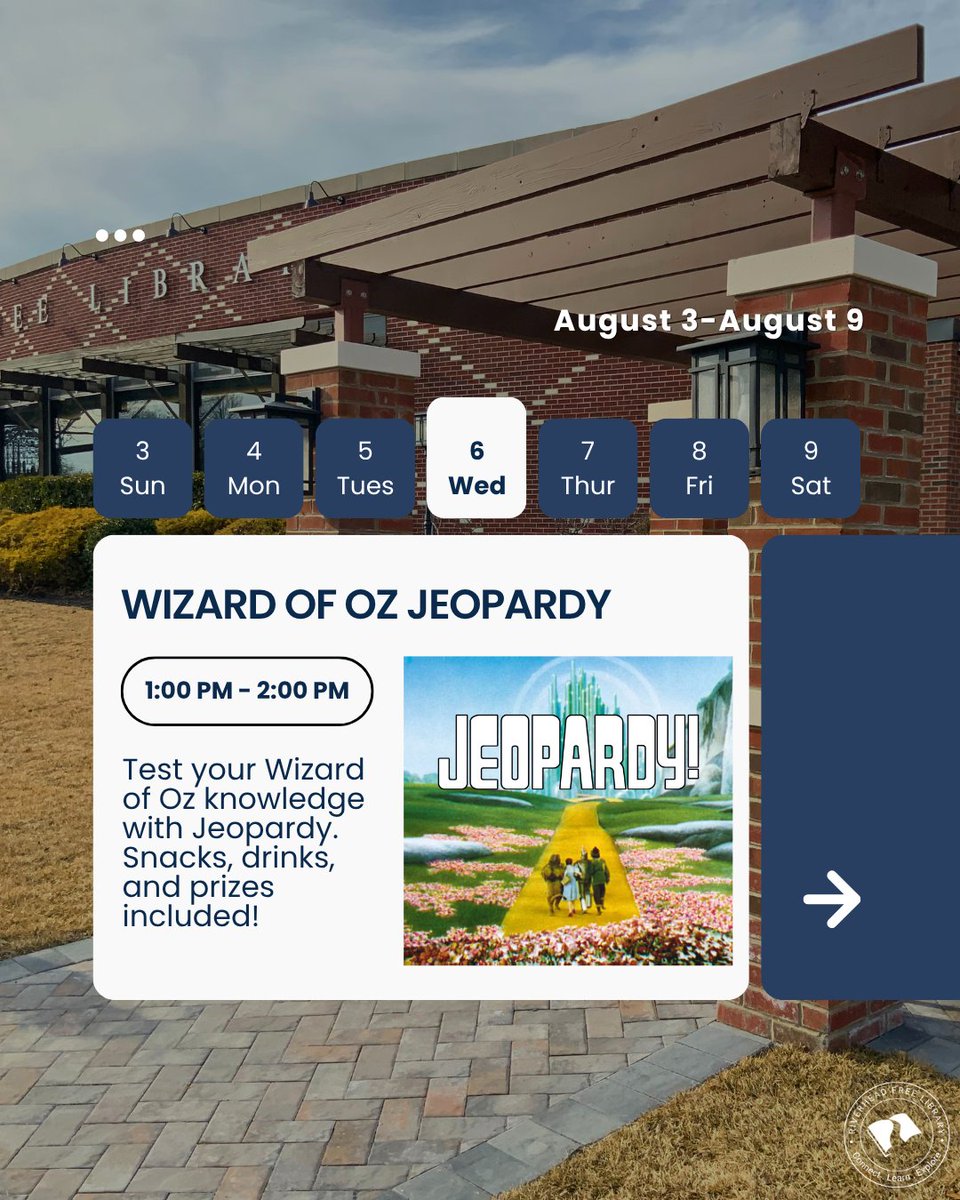 RivFreeLibrary's tweet image. 🎉 This week @ Riverhead Free Library:

🐠 Fish Guy Li &amp;amp; Tropical Drifters (8/5)
🧙‍♂️ Wizard of Oz Jeopardy (8/6)
🚚 LI Cares Food Assistance (8/7)
🎬 Movie Matinee: A Complete Unknown (8/8)

Something for everyone!

#RiverheadFreeLibrary #CommunityEvents