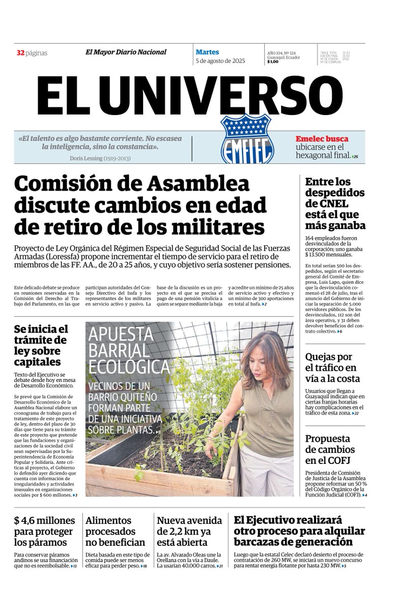Compartimos la #PortadadeELUNIVERSO de este 05 de agosto de 2025. Más #noticias de #Ecuador y el mundo en ► eluniverso.com