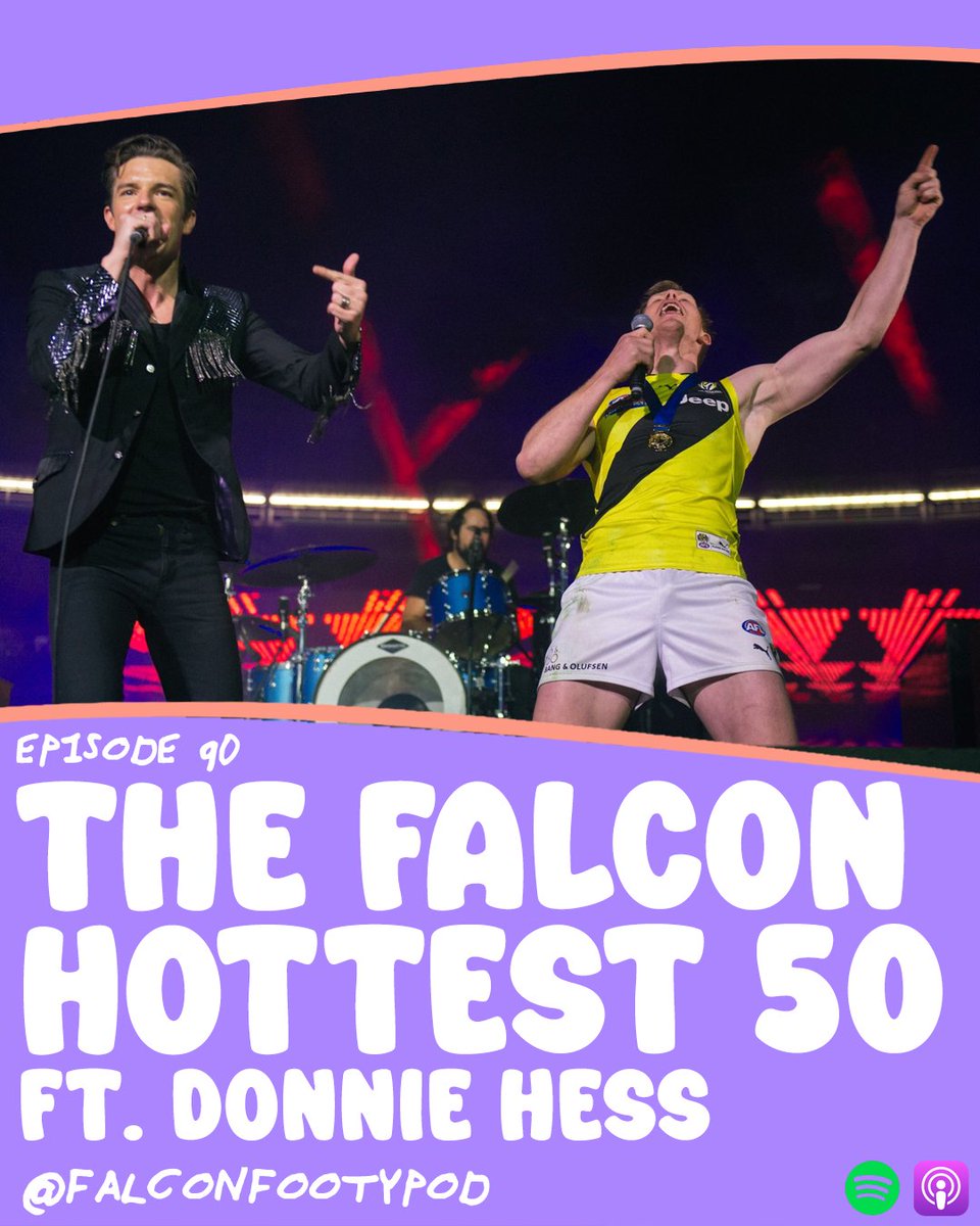 falconfootypod's tweet image. In a very special episode this week, we are joined by our friend @CoachHess40 to chat about the round that was and count down YOUR votes in The Falcon Hottest 50 AFL Songs. Did your faves make the top 10? 

Available on #Spotify and #applepodcasts: shorturl.at/jBV5O