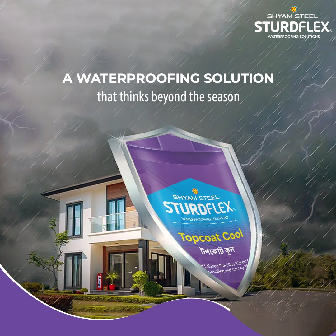 Shyam Steel Industries Ltd (@shyamsteel) on Twitter photo Why settle for seasonal fixes when your roof needs lasting care? Use Sturdflex Topcoat Cool to seal it with a layer of trust that holds strong through relentless rain and beyond, ensuring comfort all year round. Why settle for seasonal fixes when your roof needs lasting care? Use Sturdflex Topcoat Cool to seal it with a layer of trust that holds strong through relentless rain and beyond, ensuring comfort all year round.