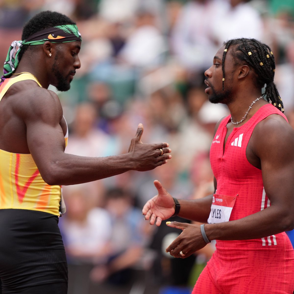 Get your popcorn ready! 🍿 Lausanne Diamond League 100m will feature:

🇺🇸Noah Lyles
🇺🇸Kenny Bednarek
🇯🇲Kishane Thompson
🇯🇲Oblique Seville