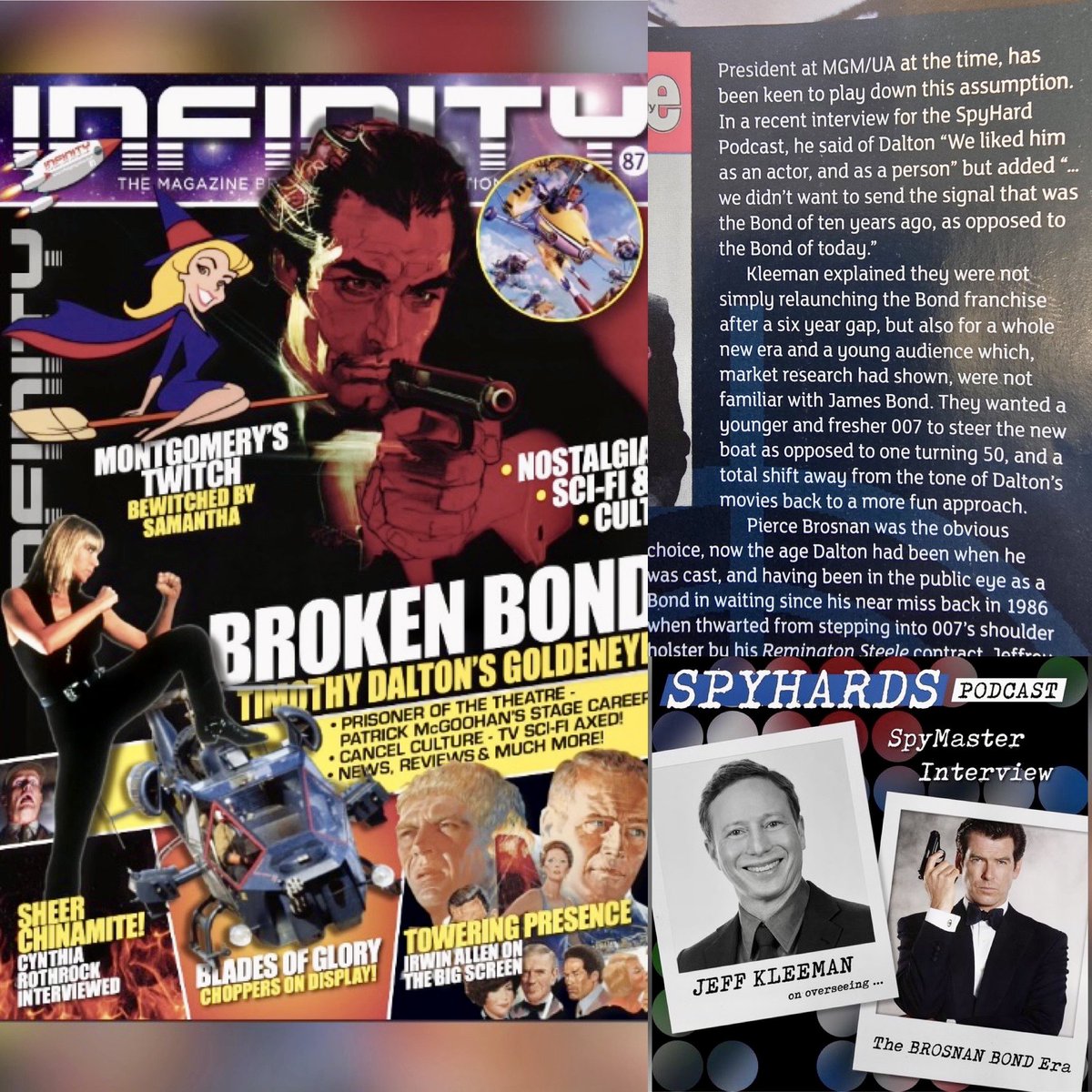 Shoutout to Infinity Magazine for featuring our interview with MGM exec Jeff Kleeman all about the #JamesBond of the 1990s and what could have been the third Timothy Dalton Bond adventure!

Always nice to see us in print!