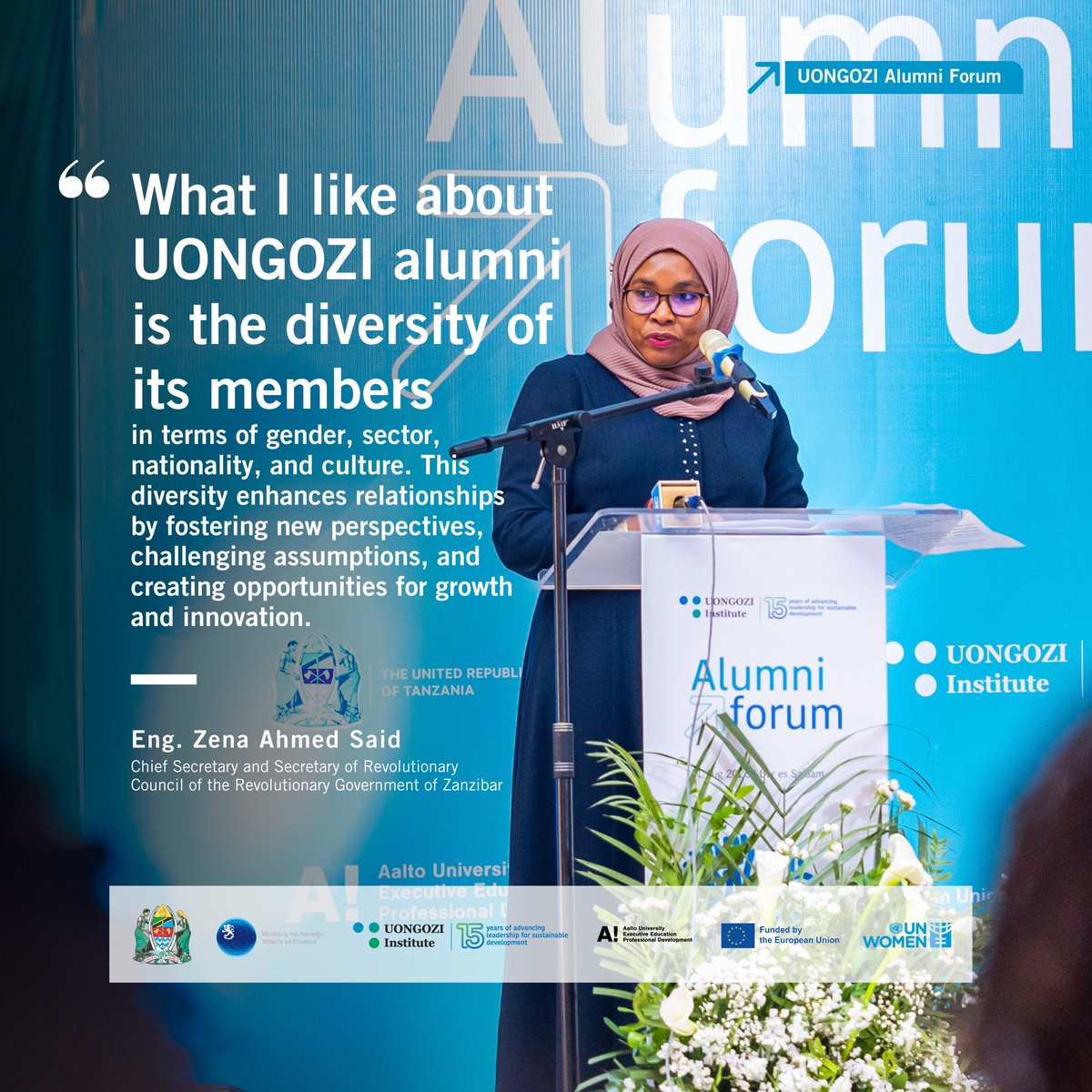 In her remarks, Chief Secretary Zena Ahmed Said underlined the diversity of the UONGOZI alumni as her favourite quality. 

uongozi.go.tz/news/leveragin…
 
#UONGOZIAlumni2025 #Leadership4SDGs
