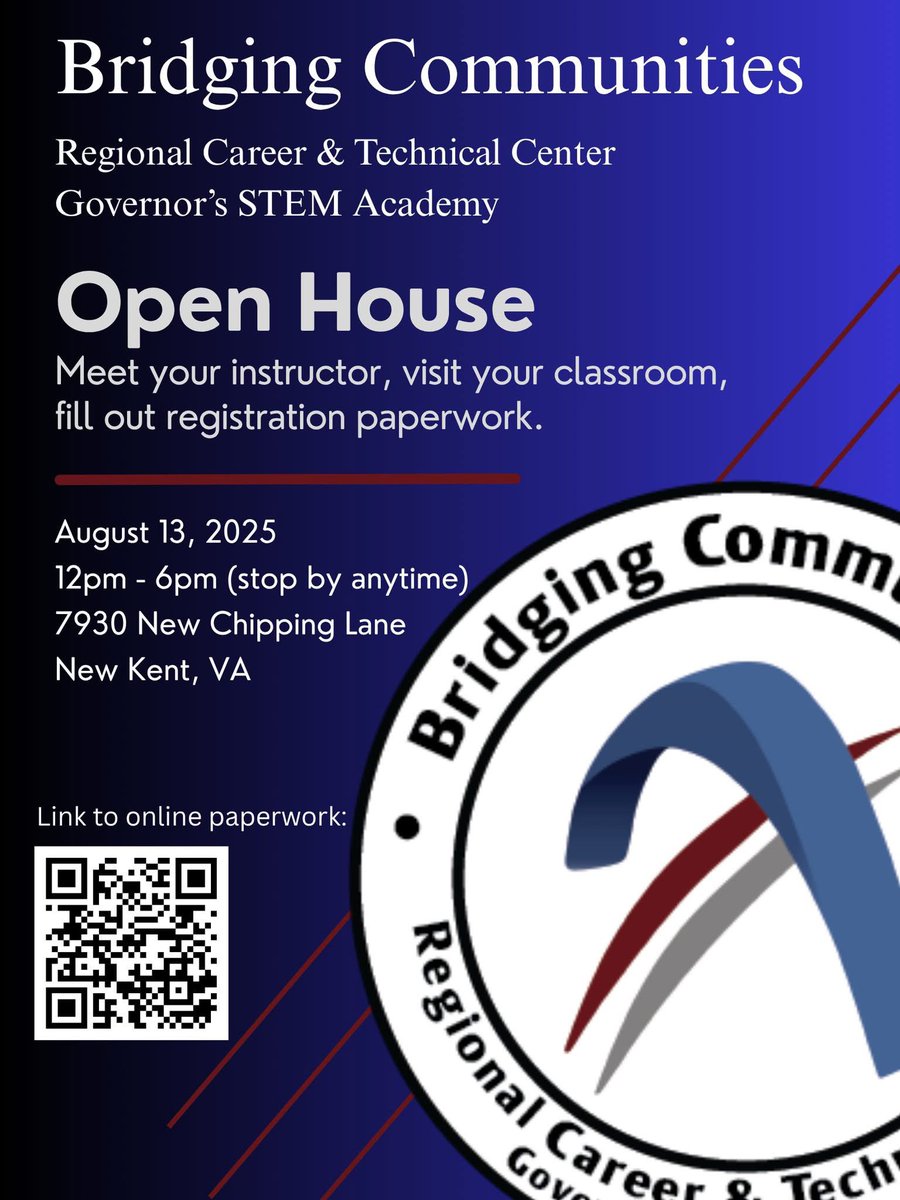 Reminder! Open House is Wed 8/13 from 12pm-6pm. Come by anytime! Forms can be filled out online or in person. The $25 student fee can be paid with cash or check payable to "Bridging Communities". We look forward to seeing you!