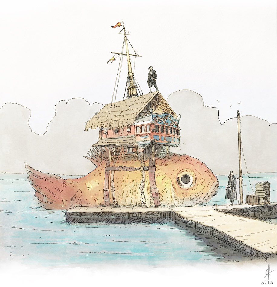 Old but classic #pirates ready to sail, #fish and #ships serie - Mille sabords!