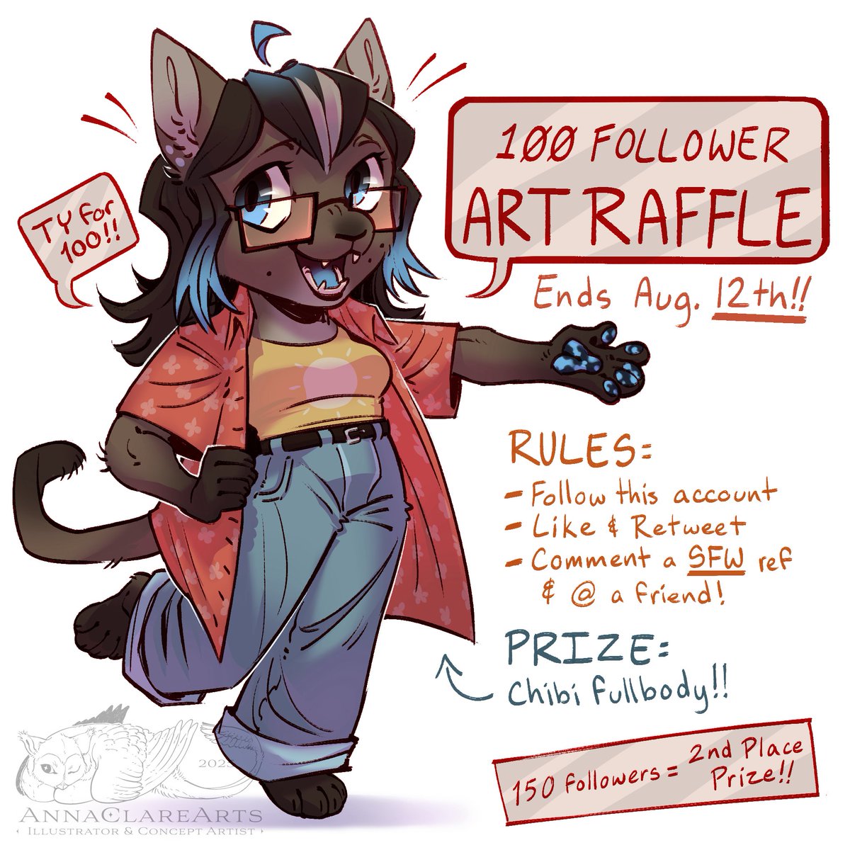annaclare_arts's tweet image. 💥 Art Raffle 💥
…as a TY for over 100 followers on here! 

⬇️ How to join
- Follow
- Like &amp;amp; Retweet
- Comment a SFW ref &amp;amp; @ a friend! 

⬇️Prize
- 1st place winner will revive a Chibi full body (like below)!

💥Ends on Aug 12th (my bday!)💥

#art #artraffle #digitalart #ocart