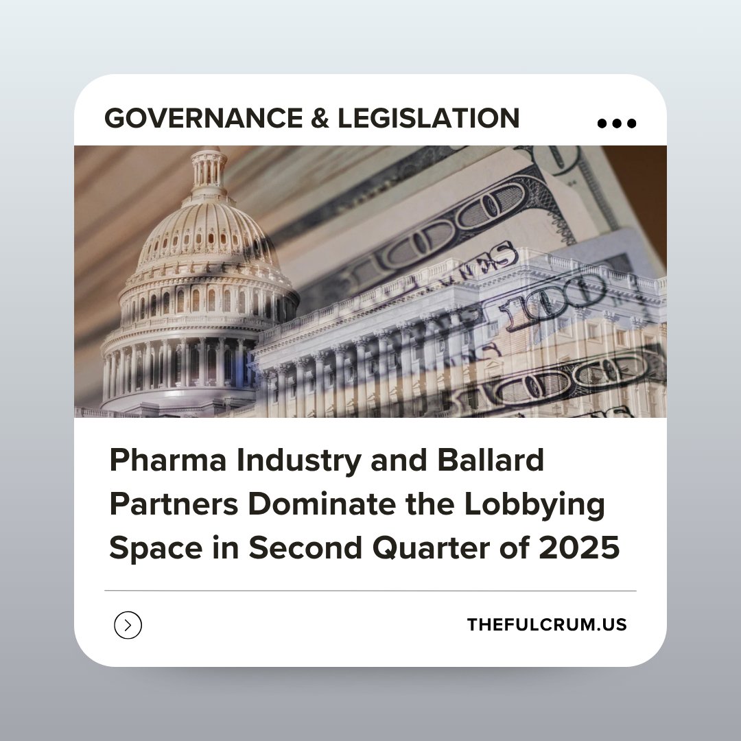 Pharmaceutical and health products companies continued to dominate the lobbying space in the second quarter of 2025, spending $105.4 million to influence public policy. That industry has spent more on lobbying than any other, during every quarter but one, since 2010, according to