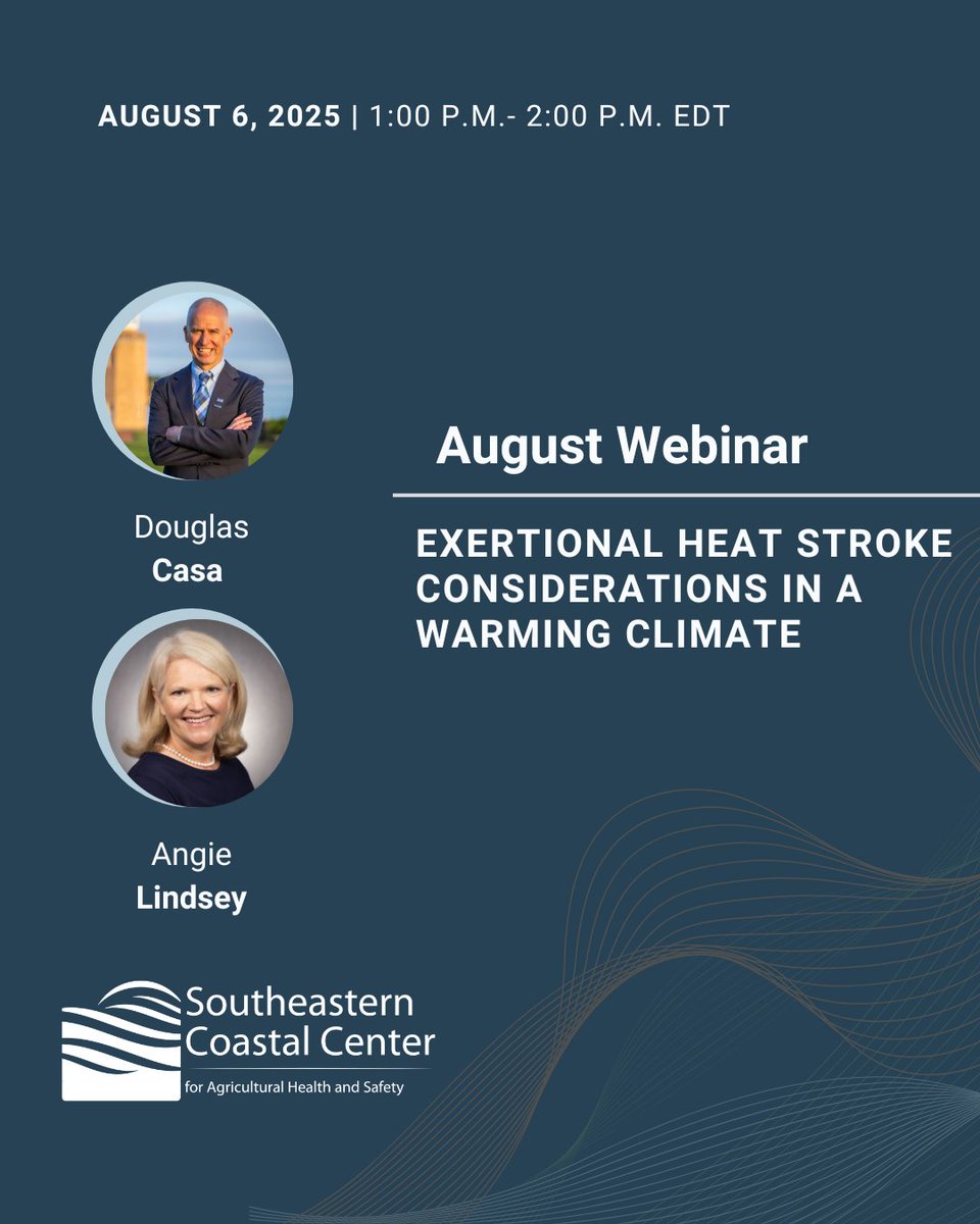 Join us TOMORROW (August 6 at 1:00 PM ET) for a timely webinar: “Exertional Heat Stroke Considerations in a Warming Climate”

Registration is required, and there’s still time to sign up at tinyurl.com/SCCAHSAug625.  

#HeatSafety