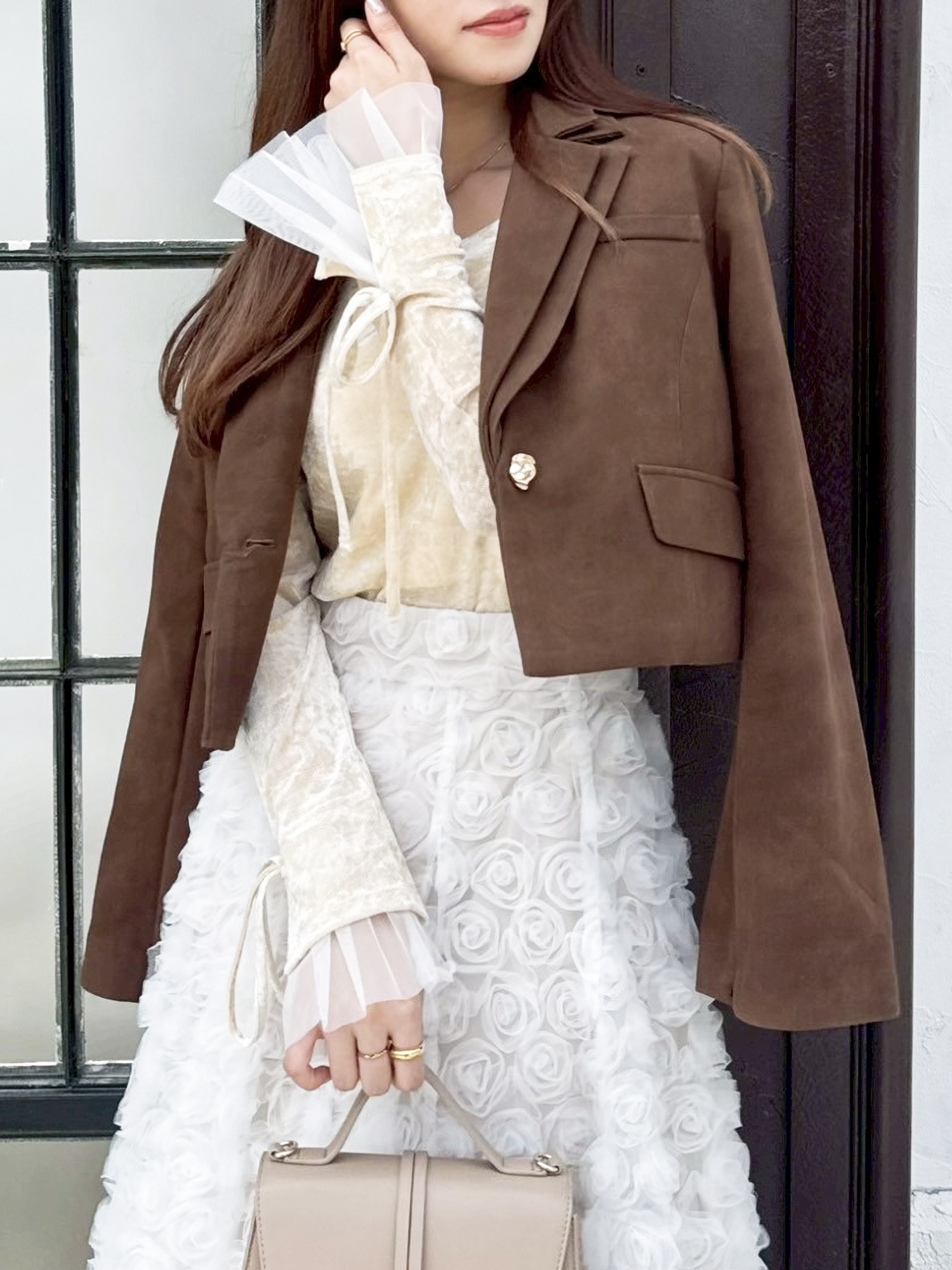 【カジュアルな♪】DIOR ベルト付き ショート ジャケット Re:EDIT ジャケット ノーカラージャケット 「新色追加」ニット
