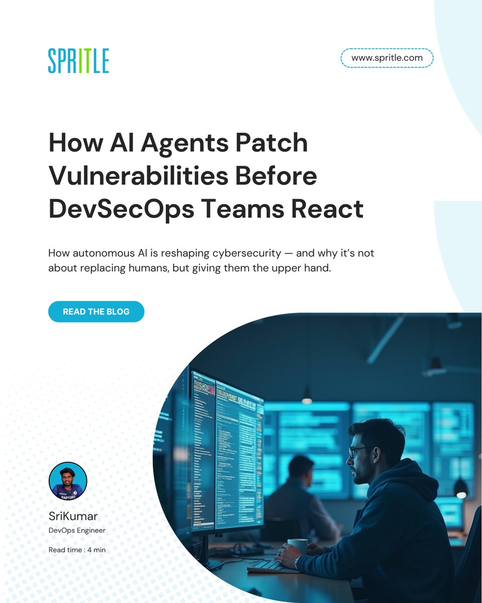 spritlesoftware's tweet image. ⚙️ A silent CVE patch. No alerts. No panic. Just AI at work.

🔗spritle.com/blog/how-ai-ag…

#Spritle #SpritXchange #AIinSecurity #Cybersecurity #AIagents #CICD #SaaS #AIEngineering #AI #ArtificialIntelligence #MachineLearning #DataScience #SmartTech #Robotics #AIEthics