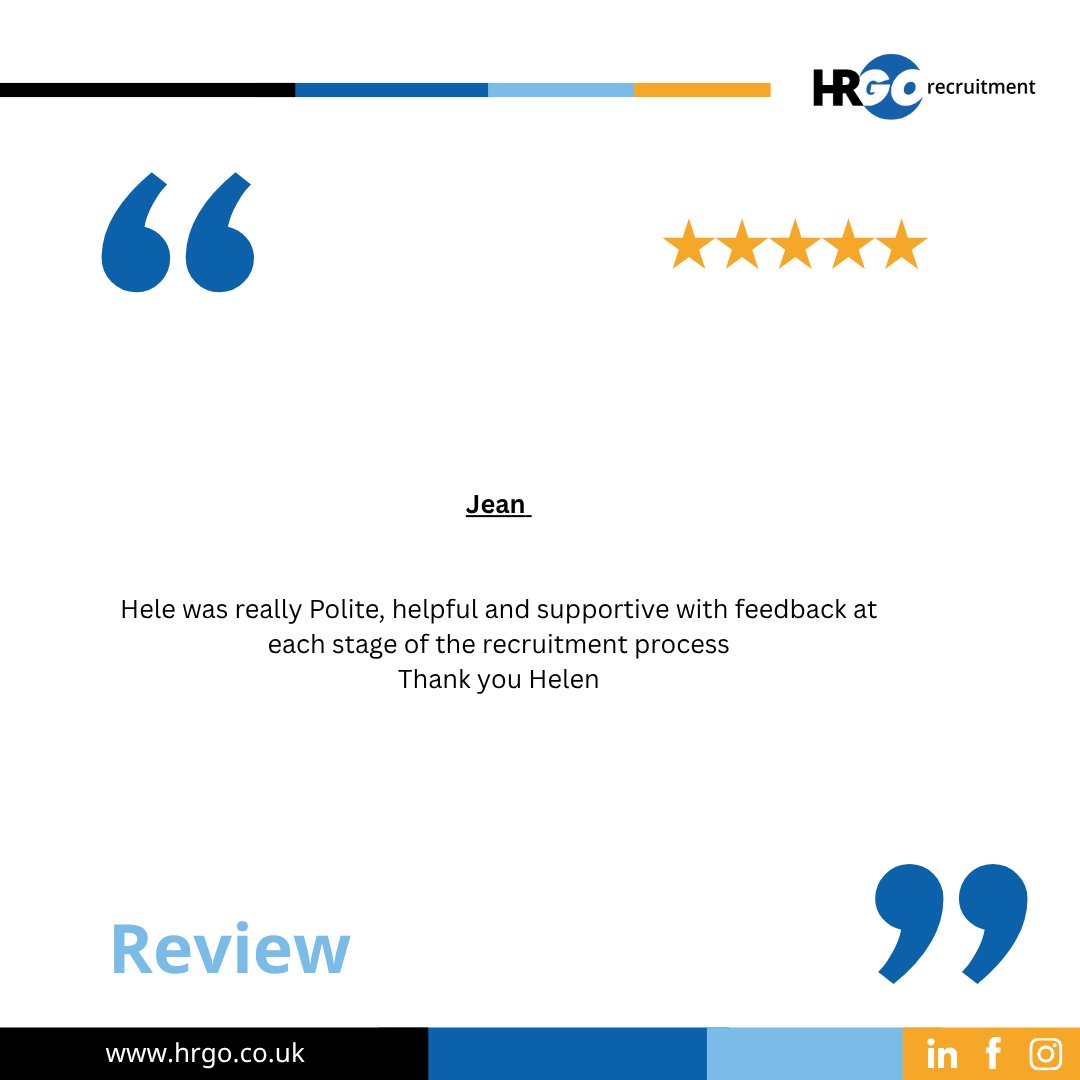 Another Tuesday and another great 5 star review from one of my candidates, Thank you  @hrgosomerset_jobs @hrgorecruitment 

#TestimonialTuesday  #5starreview #recruitment