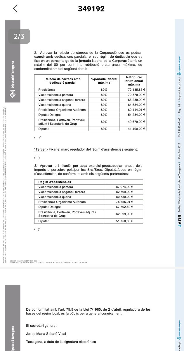 🚨Com que no tenen vergonya ni la coneixen, tots aquests paràsits de la <a href="/Dipta_cat/">Diputació de Tarragona</a> s'han apujat el sou.
Hem d'acabar amb totes aquestes corrupteles.